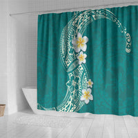 Plumeria Shower Curtain Polynesian Tribal Frangipani Teal LT03 - Polynesian Pride