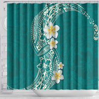 Plumeria Shower Curtain Polynesian Tribal Frangipani Teal LT03 - Polynesian Pride