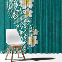 Plumeria Window Curtain Polynesian Tribal Frangipani Teal