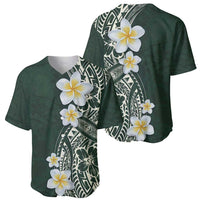 Plumeria Baseball Jersey Polynesian Tribal Frangipani Green LT03 - Polynesian Pride
