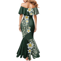 Plumeria Family Matching Mermaid Dress and Hawaiian Shirt Polynesian Tribal Frangipani Green LT03 - Polynesian Pride