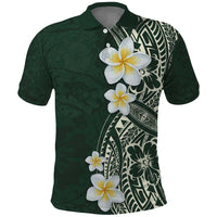 Plumeria Polo Shirt Polynesian Tribal Frangipani Green