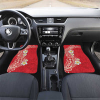 Plumeria Car Mats Polynesian Tribal Frangipani Red