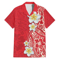 Plumeria Family Matching Mermaid Dress and Hawaiian Shirt Polynesian Tribal Frangipani Red LT03 Dad's Shirt - Short Sleeve Red - Polynesian Pride