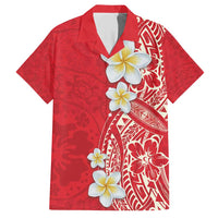 Plumeria Family Matching Short Sleeve Bodycon Dress and Hawaiian Shirt Polynesian Tribal Frangipani Red LT03 Dad's Shirt - Short Sleeve Red - Polynesian Pride