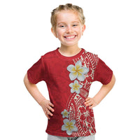 Plumeria Kid T Shirt Polynesian Tribal Frangipani Red LT03 Red - Polynesian Pride