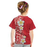 Plumeria Kid T Shirt Polynesian Tribal Frangipani Red LT03 - Polynesian Pride