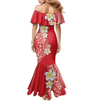 Plumeria Mermaid Dress Polynesian Tribal Frangipani Red