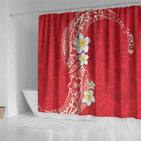 Plumeria Shower Curtain Polynesian Tribal Frangipani Red LT03 - Polynesian Pride