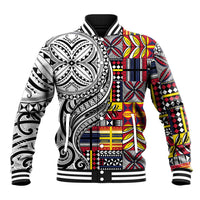 Niue Hiapo and Maori Decoration Tattoos Baseball Jacket LT03 Unisex White - Polynesian Pride