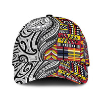 Niue Hiapo and Maori Decoration Tattoos Classic Cap LT03 Universal Fit White - Polynesian Pride