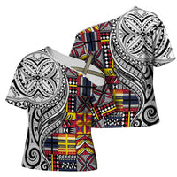 Niue Hiapo and Maori Decoration Tattoos Cross Shoulder Shirt - Polynesian Pride