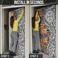 Niue Hiapo and Maori Decoration Tattoos Door Cover - Polynesian Pride