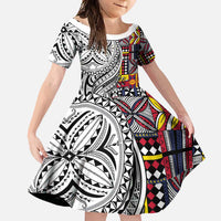 Niue Hiapo and Maori Decoration Tattoos Family Matching Mermaid Dress and Hawaiian Shirt - Polynesian Pride