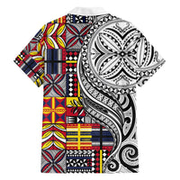 Niue Hiapo and Maori Decoration Tattoos Family Matching Off The Shoulder Long Sleeve Dress and Hawaiian Shirt - Polynesian Pride