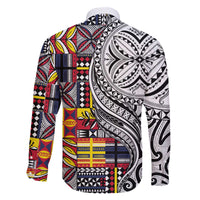 Niue Hiapo and Maori Decoration Tattoos Family Matching Off The Shoulder Long Sleeve Dress and Hawaiian Shirt - Polynesian Pride