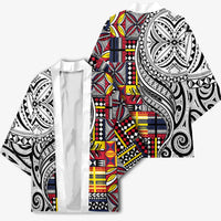 Niue Hiapo and Maori Decoration Tattoos Kimono - Polynesian Pride