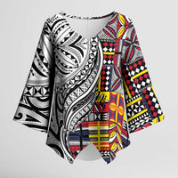 Niue Hiapo and Maori Decoration Tattoos Kimono Sleeve Blouse - Polynesian Pride