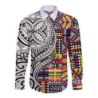 Niue Hiapo and Maori Decoration Tattoos Long Sleeve Button Shirt - Polynesian Pride