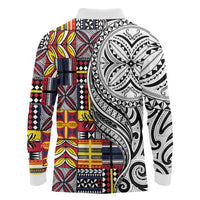 Niue Hiapo and Maori Decoration Tattoos Long Sleeve Polo Shirt - Polynesian Pride