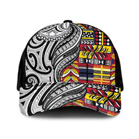 Niue Hiapo and Maori Decoration Tattoos Mesh Trucker Cap LT03 One Size Black White - Polynesian Pride