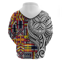 Niue Hiapo and Maori Decoration Tattoos Zip Hoodie - Polynesian Pride