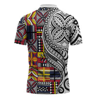 Niue Hiapo and Maori Decoration Tattoos Zipper Polo Shirt - Polynesian Pride