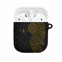 Niue Polynesian Hiapo Tattoo Art AirPods Case Half Style Black Gold Color LT03 Black - Polynesian Pride