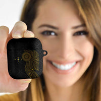 Niue Polynesian Hiapo Tattoo Art AirPods Case Half Style Black Gold Color LT03 - Polynesian Pride