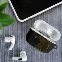 Niue Polynesian Hiapo Tattoo Art AirPods Case Half Style Black Gold Color LT03 - Polynesian Pride