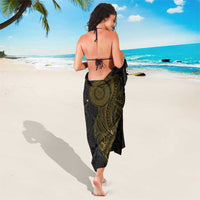 Niue Polynesian Hiapo Tattoo Art Sarong Half Style Black Gold Color - Polynesian Pride