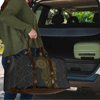 Niue Polynesian Hiapo Tattoo Art Travel Bag Half Style Black Gold Color - Polynesian Pride