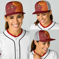 Niue Polynesian Hiapo Tattoo Art Baseball Net Cap Half Style Red Yellow Color - Polynesian Pride