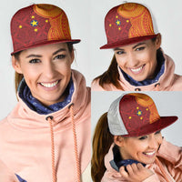 Niue Polynesian Hiapo Tattoo Art Mesh Trucker Cap Half Style Red Yellow Color LT03 - Polynesian Pride