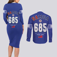 Toa Samoa Rugby Couples Matching Long Sleeve Bodycon Dress and Long Sleeve Button Shirt Six Eight Five to The World