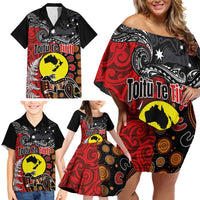 Aotearoa and Australia Toitu Te Tiriti Family Matching Off Shoulder Short Dress and Hawaiian Shirt Honour the Treaty - Te Tiriti Is Us LT03 - Polynesian Pride