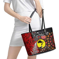 Aotearoa and Australia Toitu Te Tiriti Leather Tote Bag Honour the Treaty - Te Tiriti Is Us LT03 - Polynesian Pride