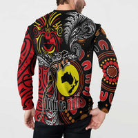 Aotearoa and Australia Toitu Te Tiriti Button Sweatshirt Honour the Treaty - Stand Together Stand Stronger LT03 - Polynesian Pride