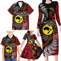 Aotearoa and Australia Toitu Te Tiriti Family Matching Long Sleeve Bodycon Dress and Hawaiian Shirt Honour the Treaty - Stand Together Stand Stronger LT03 - Polynesian Pride