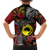 Aotearoa and Australia Toitu Te Tiriti Family Matching Short Sleeve Bodycon Dress and Hawaiian Shirt Honour the Treaty - Stand Together Stand Stronger LT03 - Polynesian Pride