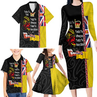 Aotearoa and Niue Toitu Te Tiriti Family Matching Long Sleeve Bodycon Dress and Hawaiian Shirt Honour the Treaty - Fight Together Stand Together LT03 - Polynesian Pride