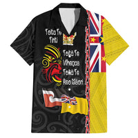 Aotearoa and Niue Toitu Te Tiriti Family Matching Puletasi and Hawaiian Shirt Honour the Treaty - Fight Together Stand Together LT03 Dad's Shirt - Short Sleeve Black - Polynesian Pride