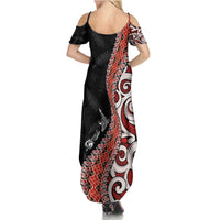 Aotearoa Maori Stylized Koru - Silver Ferns Family Matching Summer Maxi Dress and Hawaiian Shirt LT03 - Polynesian Pride
