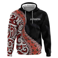 Aotearoa Maori Stylized Koru - Silver Ferns Zip Hoodie