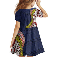 Aotearoa and Niue Family Matching Long Sleeve Bodycon Dress and Hawaiian Shirt Hiapo Maori Stylized Koru LT03 - Polynesian Pride