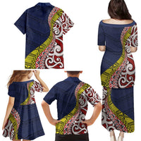 Aotearoa and Niue Family Matching Puletasi and Hawaiian Shirt Hiapo Maori Stylized Koru LT03 - Polynesian Pride
