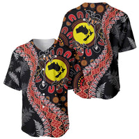Aotearoa and Australia Baseball Jersey Maori Koru Ferns With Aboriginal Kangaroo LT03 - Polynesian Pride