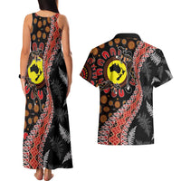 Aotearoa and Australia Couples Matching Tank Maxi Dress and Hawaiian Shirt Maori Koru Ferns With Aboriginal Kangaroo