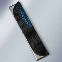 Hawaiian Couple Turtles Honi Auto Sun Shade Polynesian Art Motifs and Hibiscus Black Blue Color - Polynesian Pride