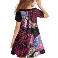 Hawaiian Couple Turtles Honi Family Matching Off Shoulder Short Dress and Hawaiian Shirt Polynesian Art Motifs and Hibiscus Black Red Color LT03 - Polynesian Pride